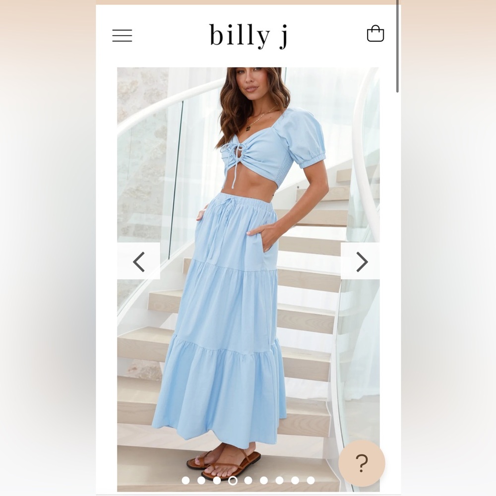 Billy J Jasmine Maxi Skirt and Top Set Sky Blue NWT